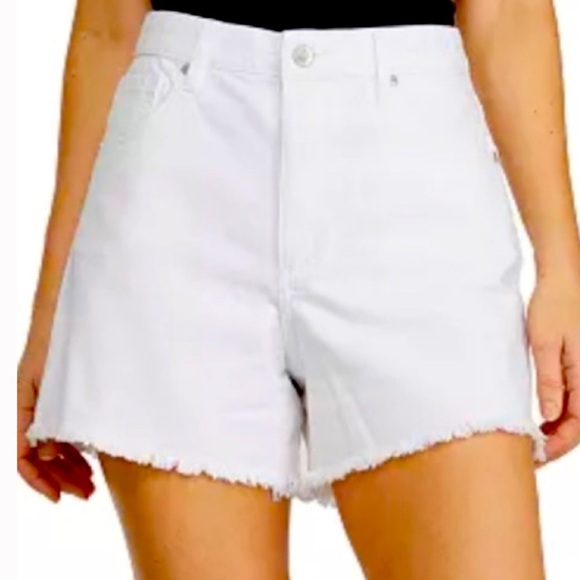WHITE SHORTS ||BNWT|| NUMERO Lou Lou High Rise Raw-Edge-Hem Denim Cutoffs sz 26 - Picture 1 of 5